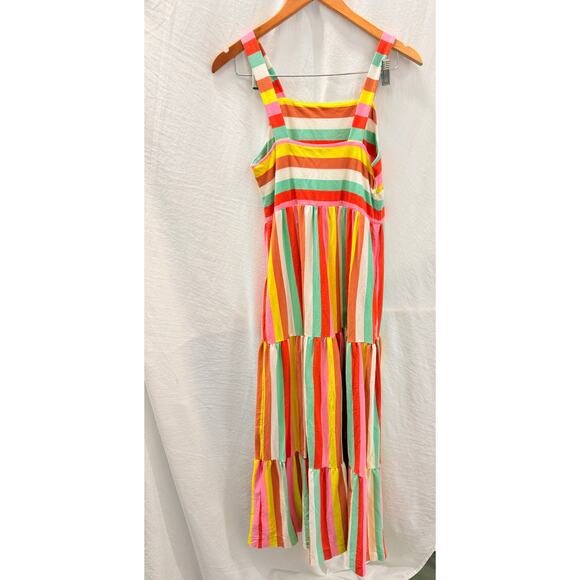 J.Crew Rainbow Stripe Maxi Dress Size XS Colorful Summer Sundress Vacation - Picture 4 of 5